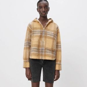 Wool blend plaid sweatshirt yellow